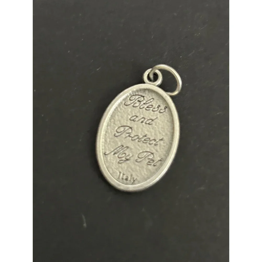 Pet Medal Silver St. Francis Bless and Protect My Pet Patron Saint Italy X 2